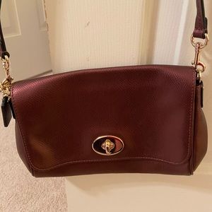 Metallic maroon coach holiday crossbody